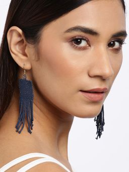 Blueberry - Navy Blue Beaded Drop Earring