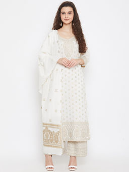 Safaa - Cotton Woven Zari Design Women Unstitched Dress Material with Dupatta