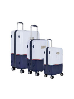 Tommy Hilfiger - Unisex Twins Pro Hard Luggage Trolley Bag - White & Navy (Set of 3)