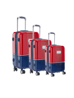 Tommy Hilfiger - Unisex Twins Pro Hard Luggage Trolley Bag - Red & Navy (Set of 3)