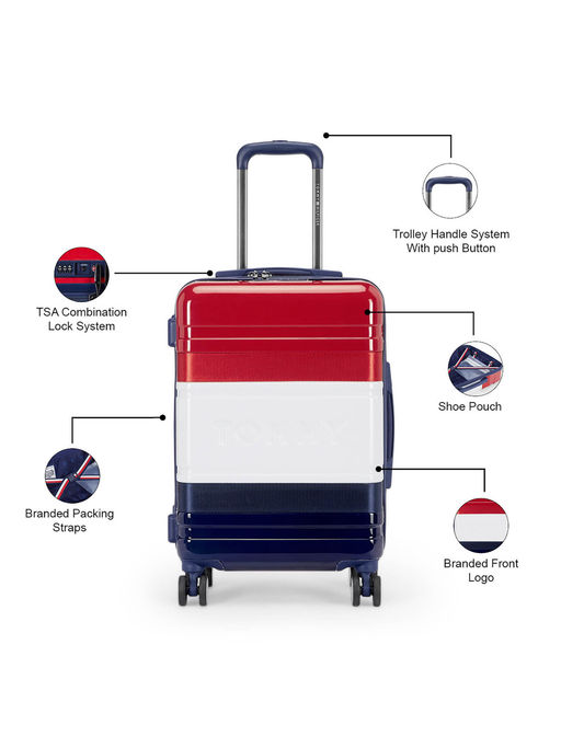 Tsa Locks Tommy Hilfiger Luggage Bags Tommy Hilfiger Westfield Unisex  Polyester Soft Luggage Navy 55CM Cabin Trolley TSA Lock (S)