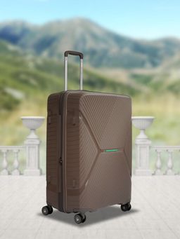 United Colors of Benetton - Galaxy Unisex Hard Luggage Mud Brown TSA Lock Trolley Bag