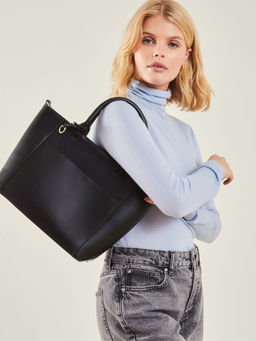 Accessorize London - Women Black Monica Faux Leather Handbag