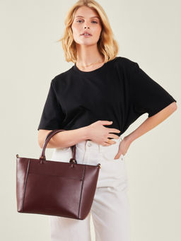 Accessorize London - Women Burgundy Monica Faux Leather Handbag