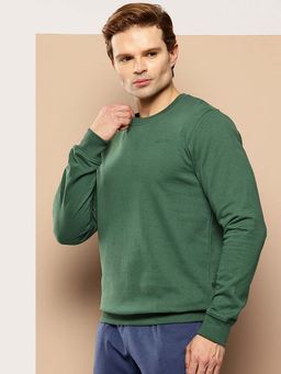 Alcis - Olive Solid Regular Fit Sweatshirt