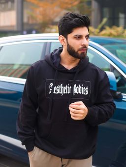 Aesthetic Bodies - Black Solid Regular Fit Hoodie