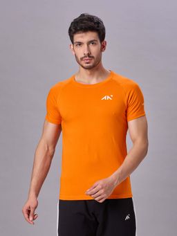 AESTHETIC NATION - Orange Solid Slim Fit T-Shirt
