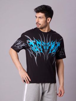 AESTHETIC NATION - Black Printed Oversized Fit T-Shirt