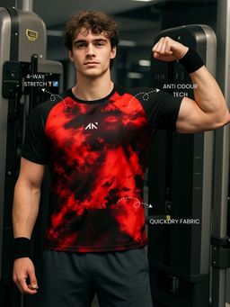 AESTHETIC NATION - Black Printed Slim Fit T-Shirt