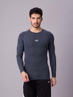 AESTHETIC NATION - Grey Solid Slim Fit T-Shirt