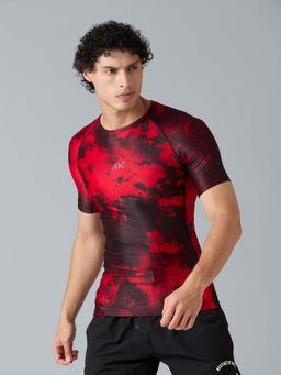 AESTHETIC NATION - Red Printed Slim Fit T-Shirt