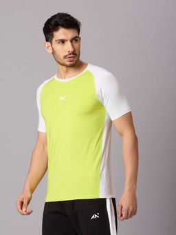 AESTHETIC NATION - Green Colorblock Regular Fit T-Shirt