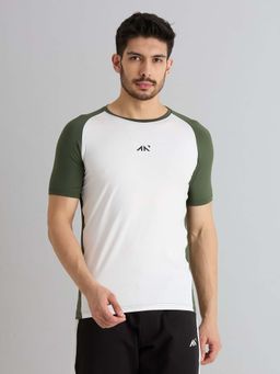 AESTHETIC NATION - Olive Colorblock Regular Fit T-Shirt