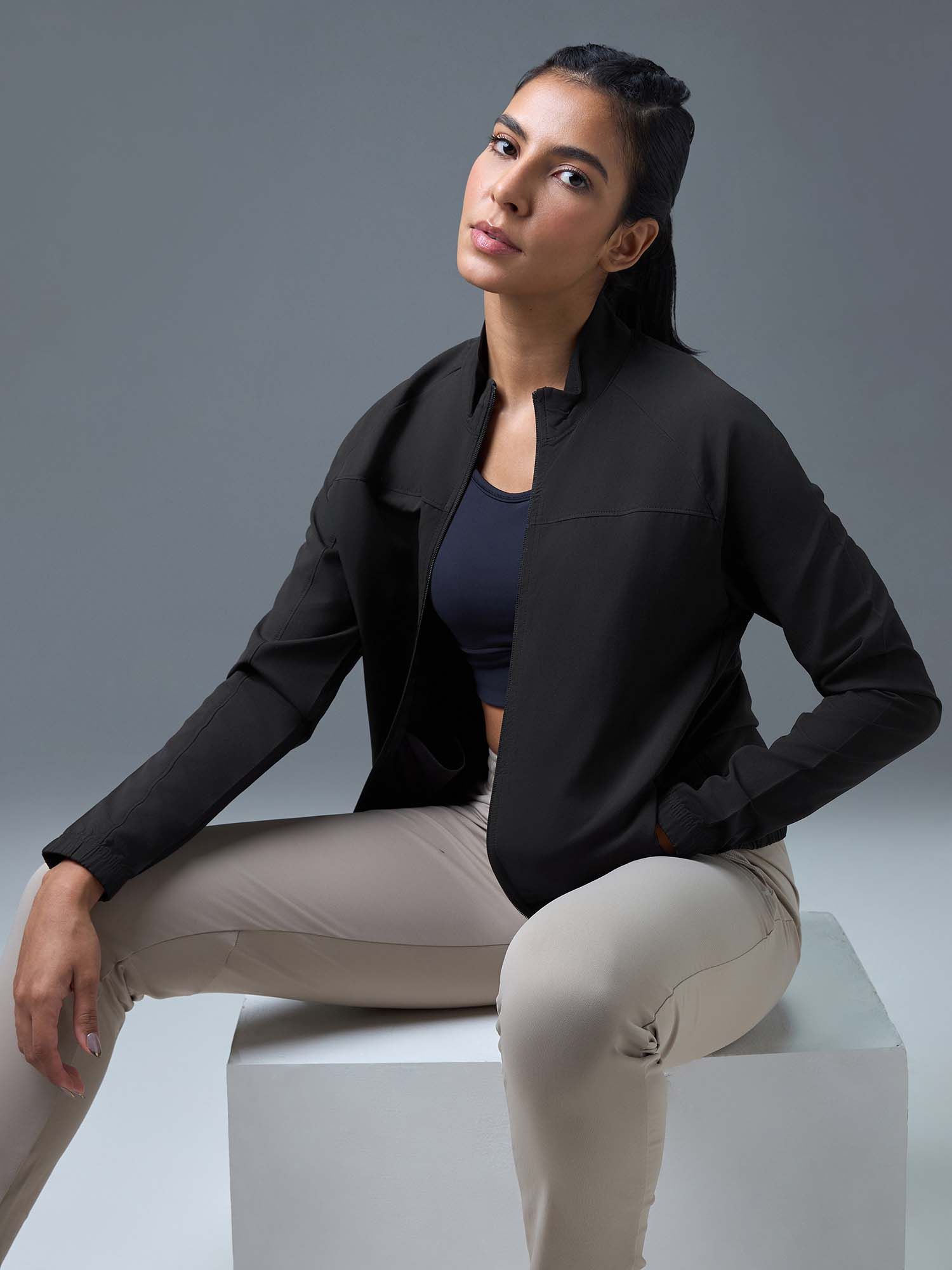 technosport Black Solid Regular Fit Jacket-picture-37