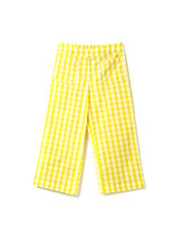 United Colors of Benetton - Girls Checked Regular Fit Trousers Yellow