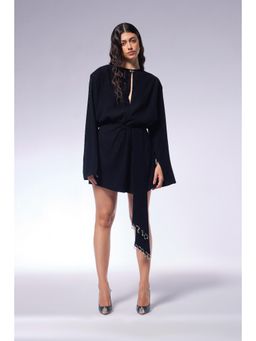 CILVR - Midnight Black Solid Top and Skirt (Set of 2)