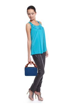 THE PURANI JEANS - Denim Leather Handle Small Handbag