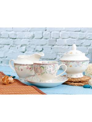 Buy Vigneto Flower Bed Tea Set (6 Cups & 6 Saucers Milk Pot Sugar Pot ...