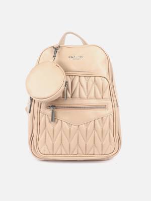 Buy Carlton London Blush Pink Backpack with Quilted Details Comes with ...