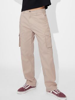 The Souled Store - Sandy Beige Men Cargo Trouser