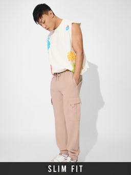 The Souled Store - Peach Men Cargo Joggers