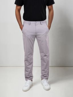 CELIO - Men Grey Solid Straight Fit Nylon Chinos