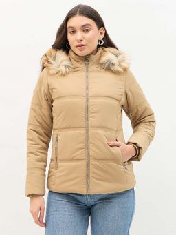 Madame - Khaki Faux Fur Puffer Jacket