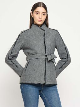 Madame - Grey Wrap Style Belted Coat