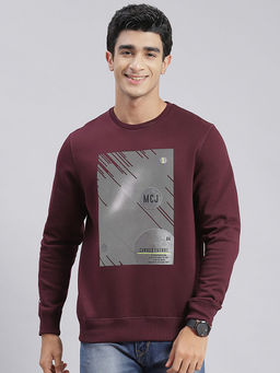 Monte Carlo - Wine Printed Round Neck Sweatshirt