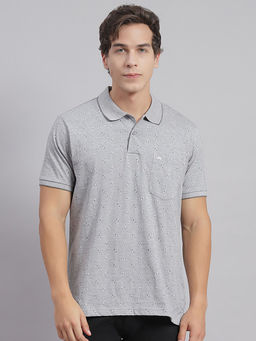 Monte Carlo - Grey Solid Polo Collar T-Shirt