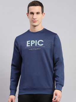 Monte Carlo - Blue Solid Round Neck Sweatshirt