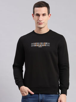 Monte Carlo - Black Solid Round Neck Sweatshirt