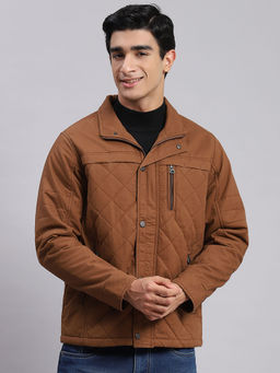 Monte Carlo - Wood Brown Solid Spread Collar Jacket