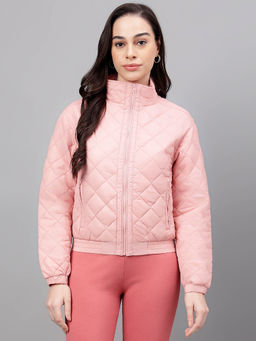 Xpose - Women Pink Solid Quilted Jacket