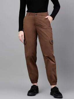 Xpose - Women Coffee Cotton High Rise Joggers