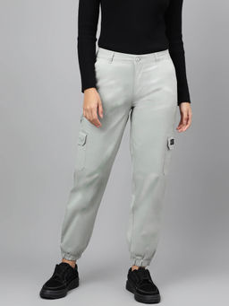 Xpose - Women Pastel Green Cotton High Rise Joggers