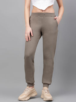 Xpose - Women Grey Solid Cotton High Rise Regular Fit Joggers