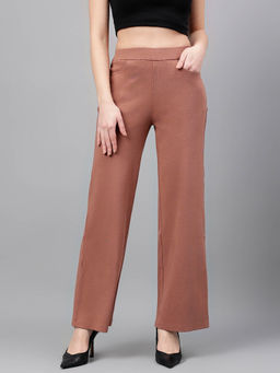 Xpose - Women Coco Butter Ribbed Wide Leg High-Rise Trouser