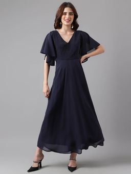 Latin Quarters - Women Navy Blue Maxi Dress