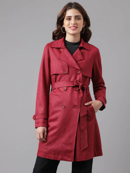 Latin Quarters - Maroon Polyester Solid Coat (Set of 2)