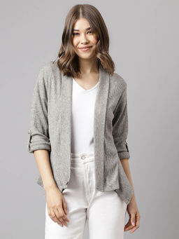 Latin Quarters - Women Green Color Solid Shrug