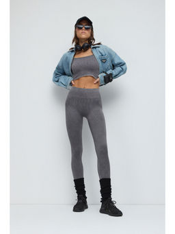 No Matter What - Grey High Waist Seamless Fitted Tights