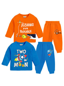 Kuchipoo - Multi-Color Blended Fabric Printed T-Shirts with Joggerss (Set of 2)