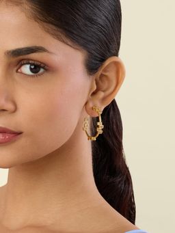 Isharya - Leel Stone 18Kt Gold Plated Hoops Earrings