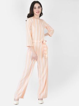 CRIMSOUNE CLUB - Women Peach Striped Jumpsuit