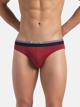 Jockey - US49 Men Super Combed Cotton Solid Brief - New Red Melange
