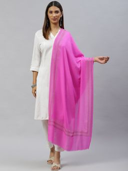 Modarta By Kamakshi - Fine Wool Pink Crystal Border Shawl