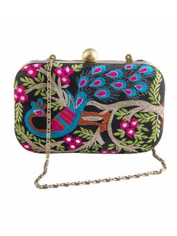 The Purple Sack - Multi-Color Embroidered Clutch