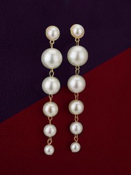 Carlton London - Rose Gold and White Contemporary Drop Earrings