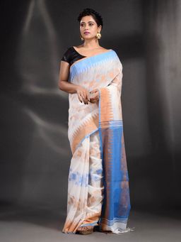 Arhi - White Khadi Handwoven Saree with Unstitched Blouse